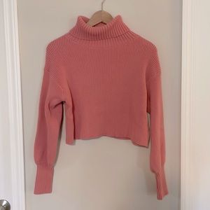 Pink crop turtleneck sweater size Small
